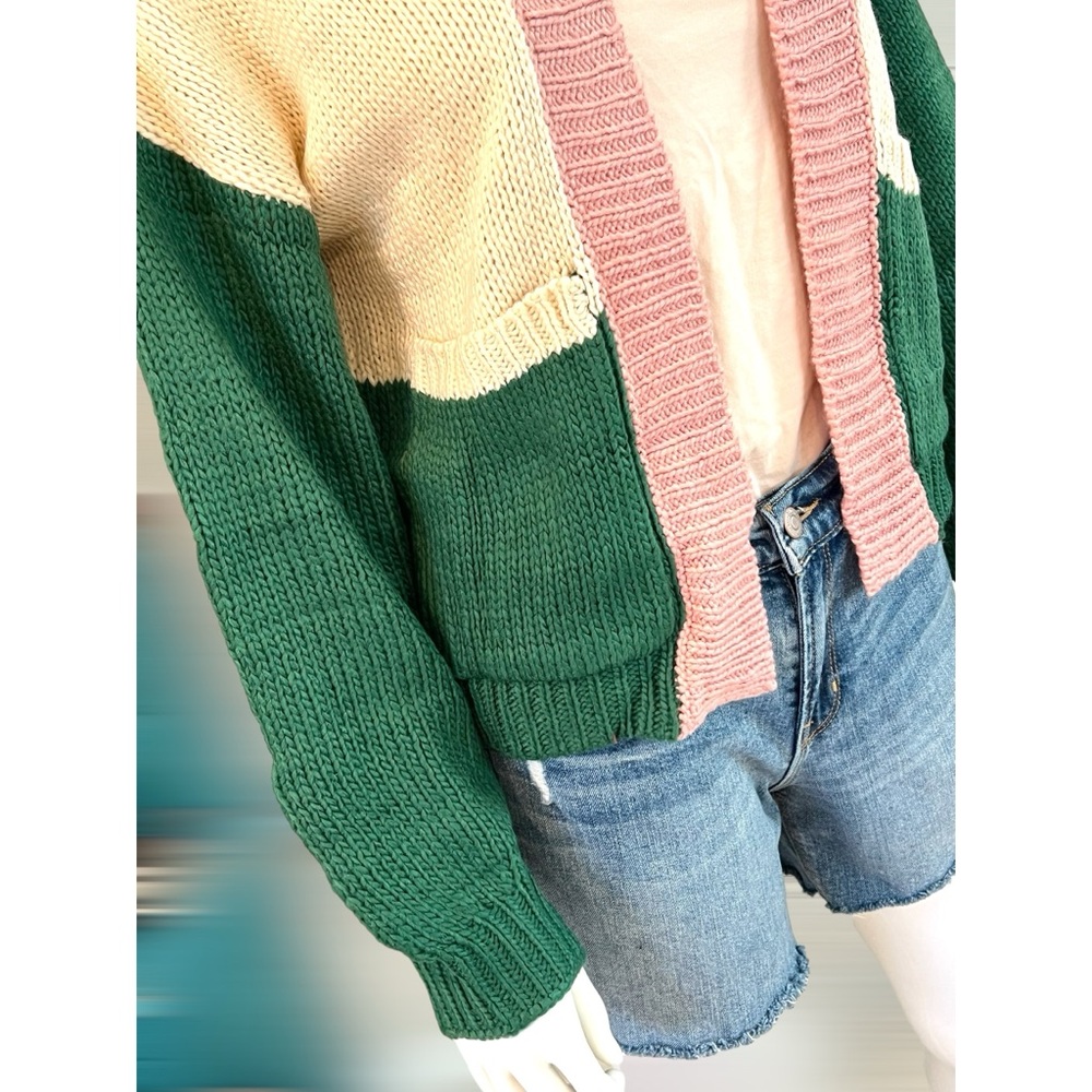 POLAGRAM Super cute color block cardigan S M L - Picture 5 of 5